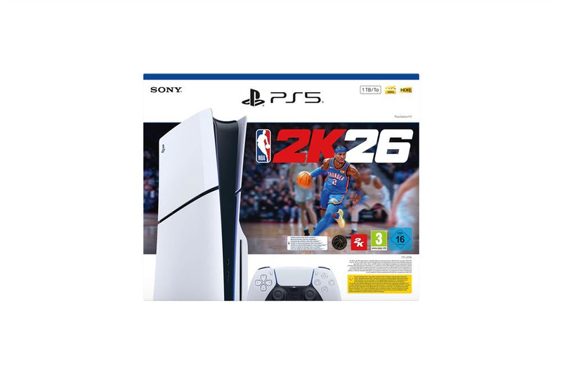 Pack Console PlayStation 5 Sony Edizione Standard Slim Bianco e Nero + NBA 2K26